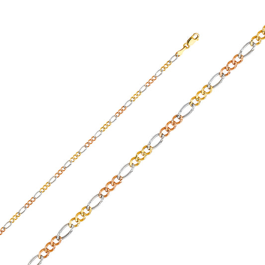 Cadena Figaro 3+1 Concave Regular 3 Color CH362