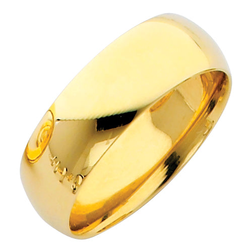 Light Weight Comfort Fit Plain Wedding Bands - 14K Gold 7mm -BC070