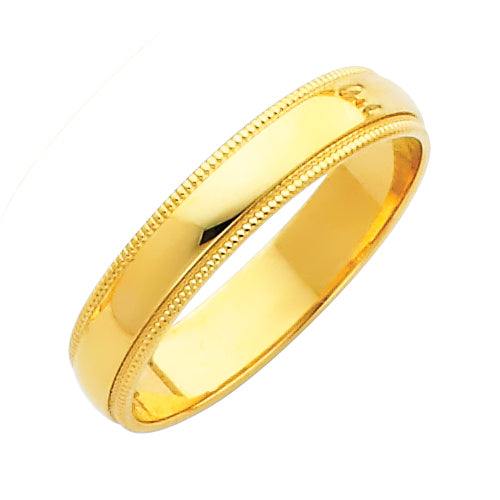 Regular Fit Plain Wedding Bands - 14K Gold 4mm -BMR040