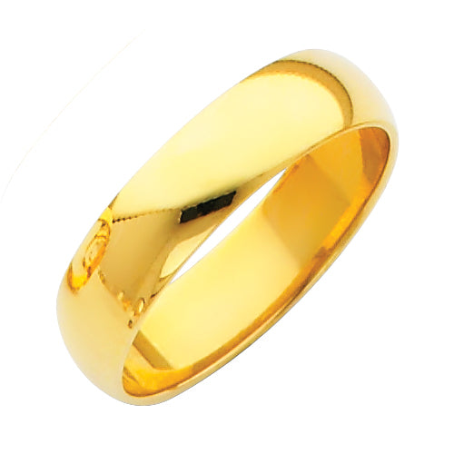 Regular Fit Plain Wedding Bands - 14K Gold 6mm -BR060