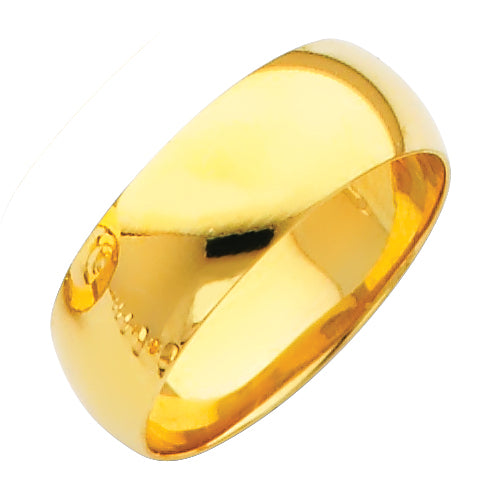 Regular Fit Plain Wedding Bands - 14K Gold 7mm -BR070