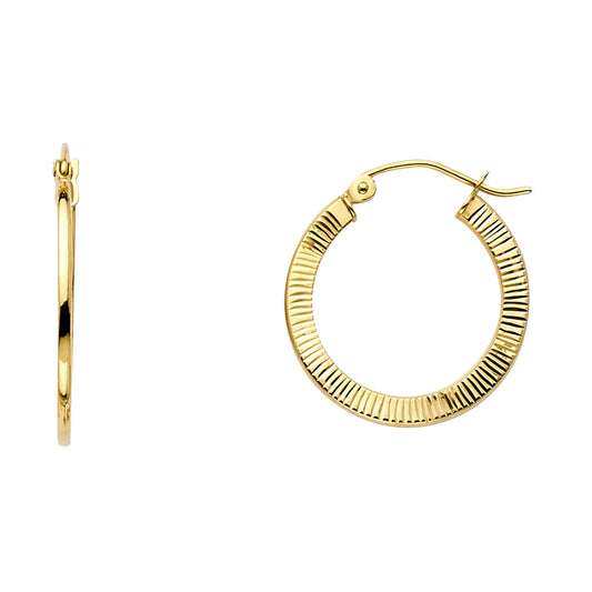 Fancy Hoop Earrings - 14K Gold - ER10