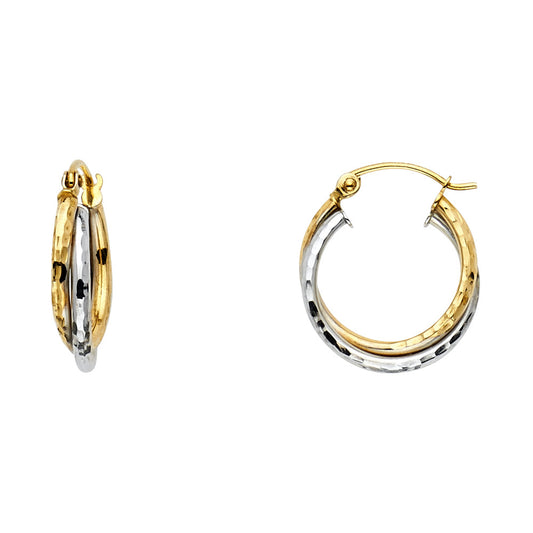 Fancy Hoop Earrings - 14K Gold - ER1060