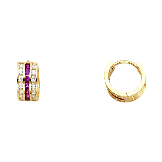 CZ Huggies Earrings - 14K Gold - ER1084