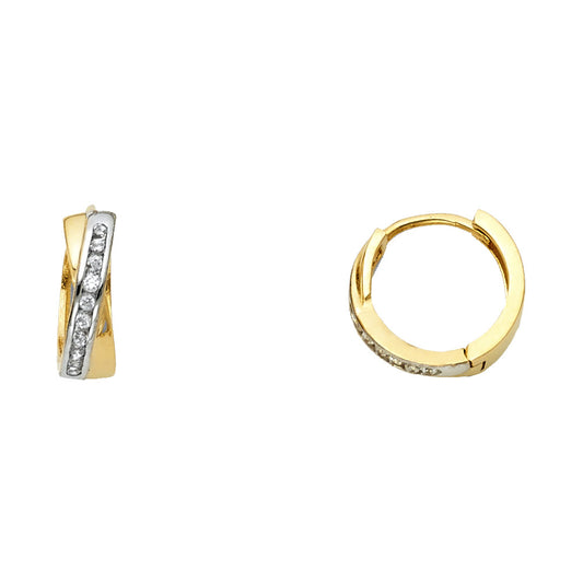 CZ Huggies Earrings - 14K Gold - ER1086