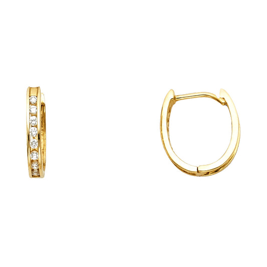 CZ Huggies Earrings - 14K Gold - ER1089