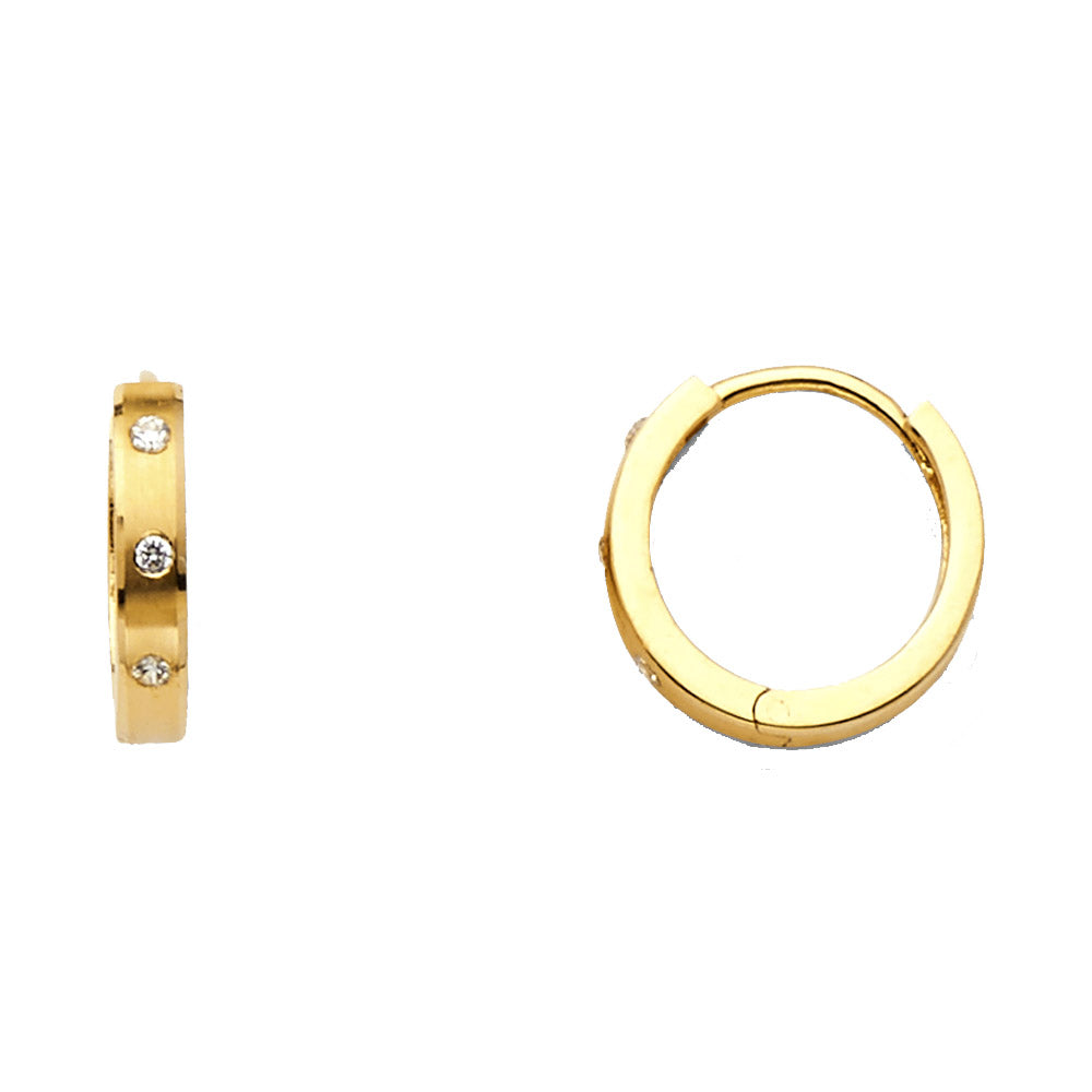 CZ Huggies Earrings - 14K Gold - ER1095
