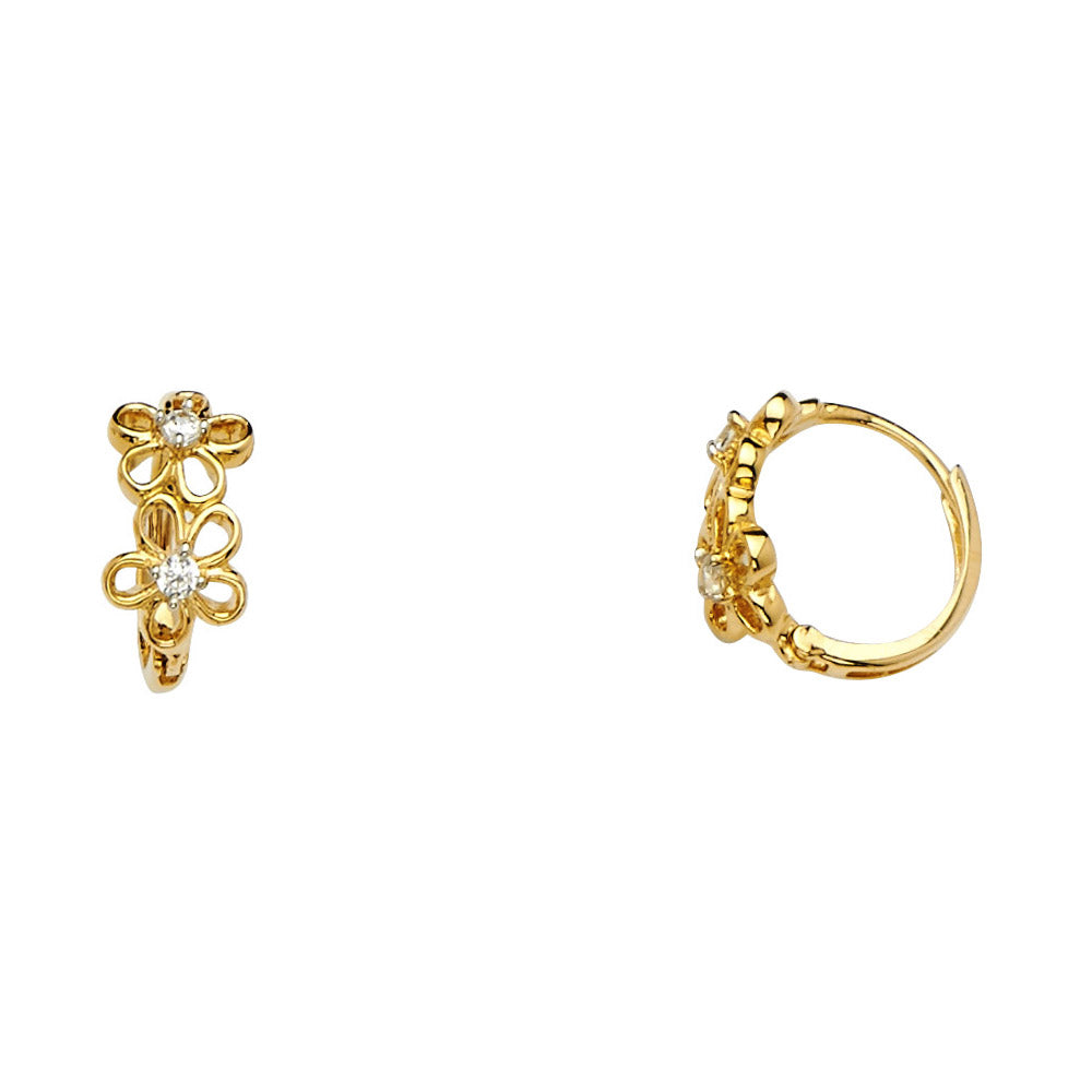 CZ Huggies Earrings - 14K Gold - ER1109