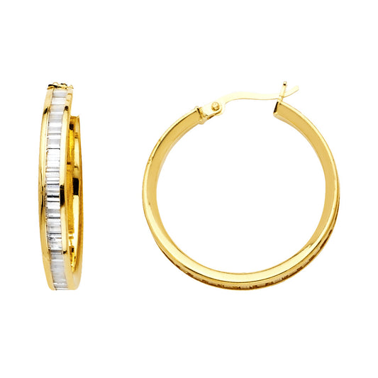 CZ Hoop Earrings  - 14K Gold - ER1135