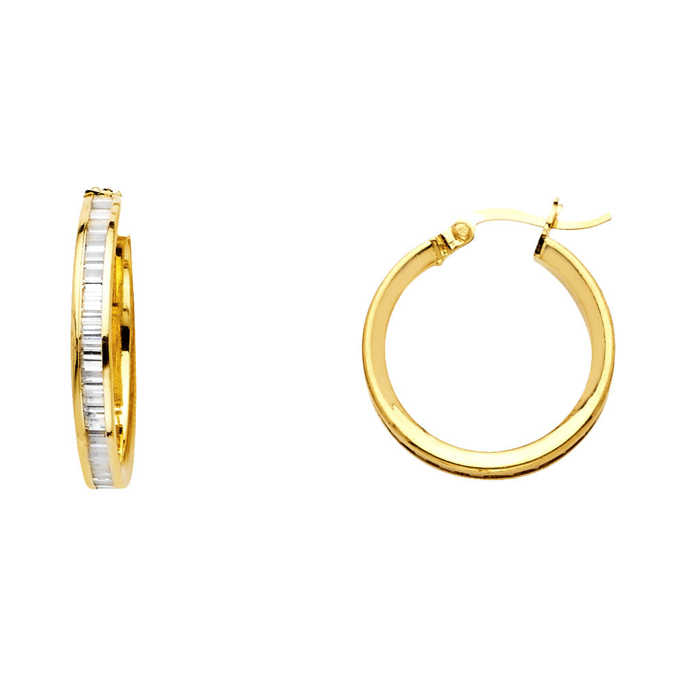 CZ Hoop Earrings  - 14K Gold - ER1136