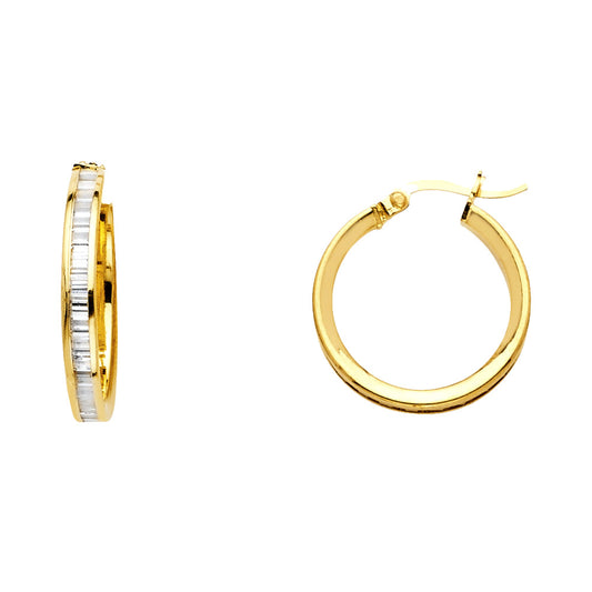 CZ Hoop Earrings  - 14K Gold - ER1136