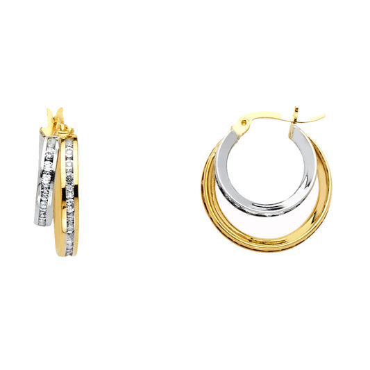 CZ Hoop Earrings  - 14K Gold - ER1142