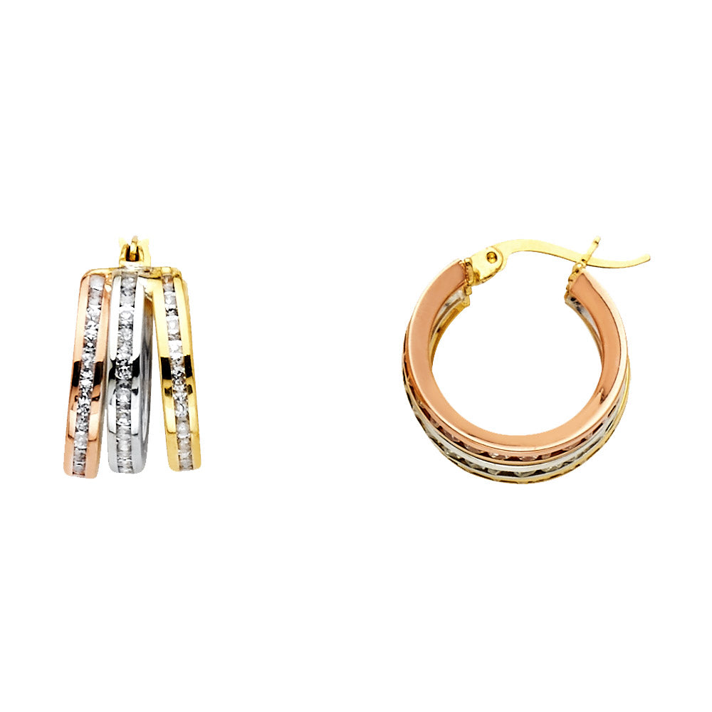 CZ Hoop Earrings  - 14K Gold - ER1145