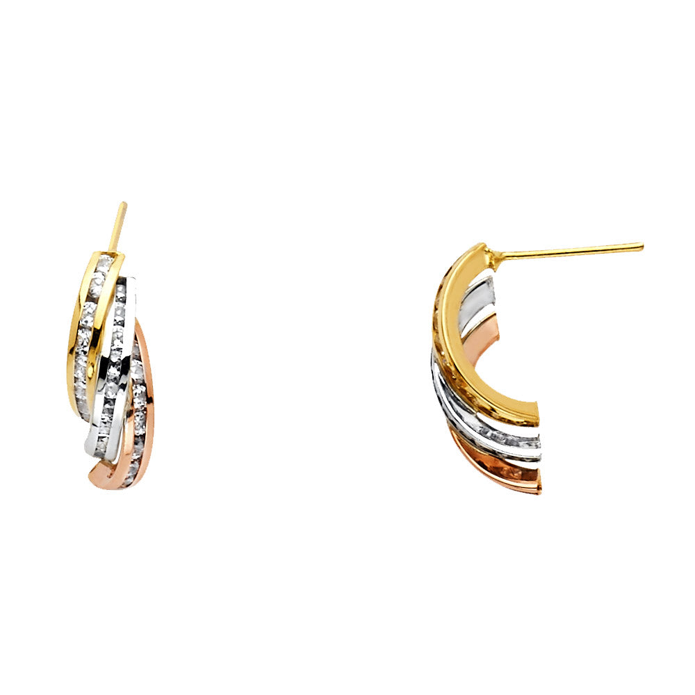 CZ Hoop Earrings  - 14K Gold - ER1149