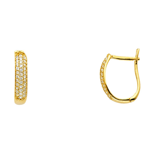 CZ Hoop Earrings  - 14K Gold - ER1153