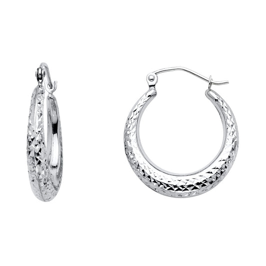 Fancy Hoop Earrings - 14K Gold - ER12W