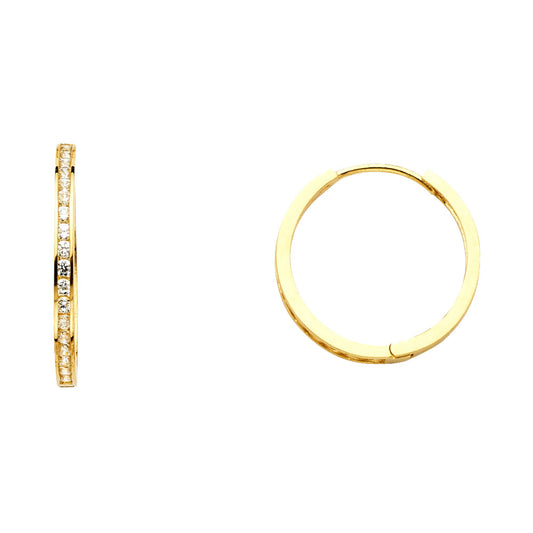 CZ Hoop Earrings  - 14K Gold - ER213