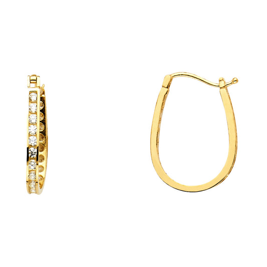 CZ Hoop Earrings  - 14K Gold - ER214