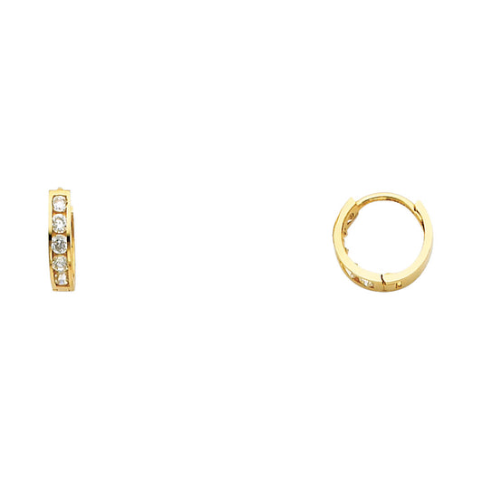 CZ Huggies Earrings - 14K Gold - ER236