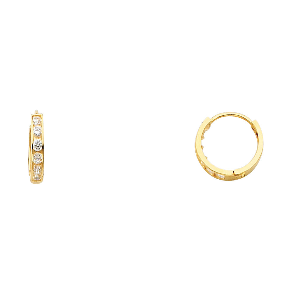 CZ Huggies Earrings - 14K Gold - ER237