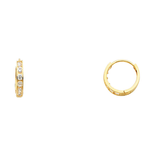 CZ Huggies Earrings - 14K Gold - ER237