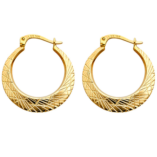 Fancy Hoop Earrings - 14K Gold - ER24