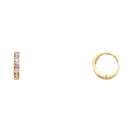 CZ Huggies Earrings - 14K Gold - ER240