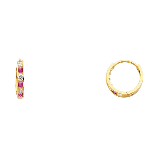 CZ Huggies Earrings - 14K Gold - ER241