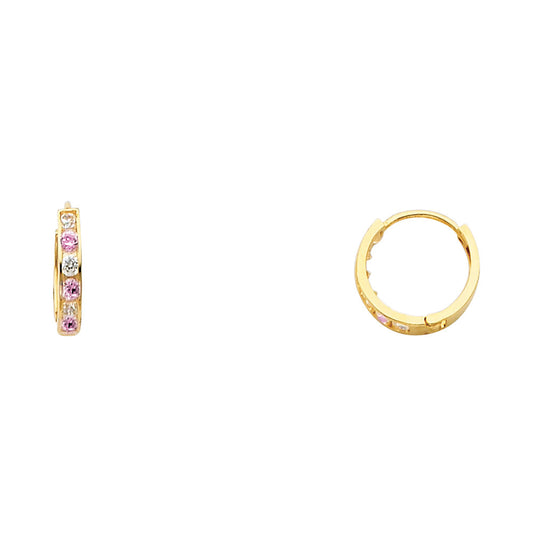 CZ Huggies Earrings - 14K Gold - ER242