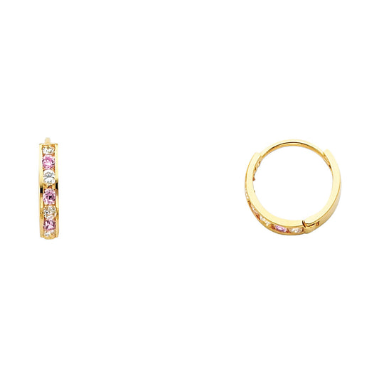 CZ Huggies Earrings - 14K Gold - ER244