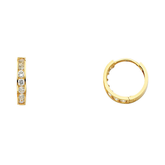 CZ Huggies Earrings - 14K Gold - ER245