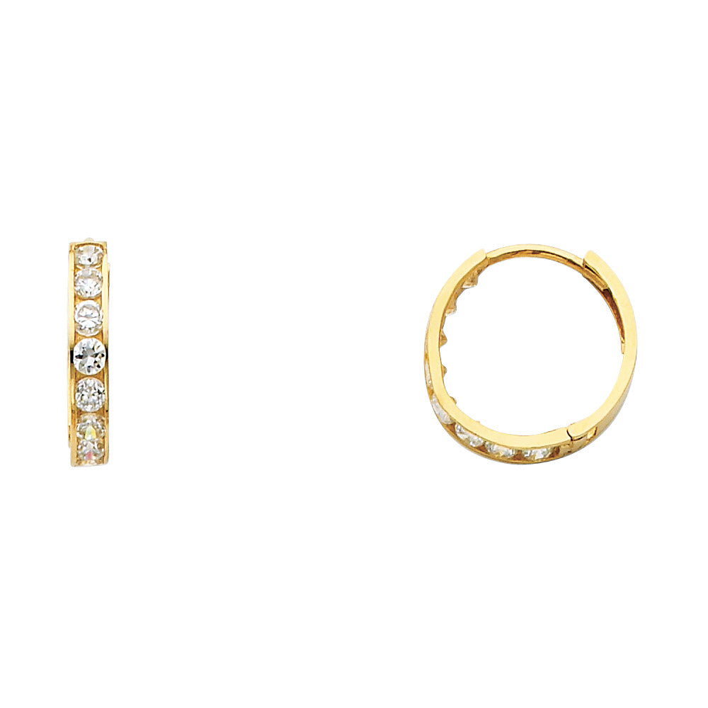 CZ Huggies Earrings - 14K Gold - ER246
