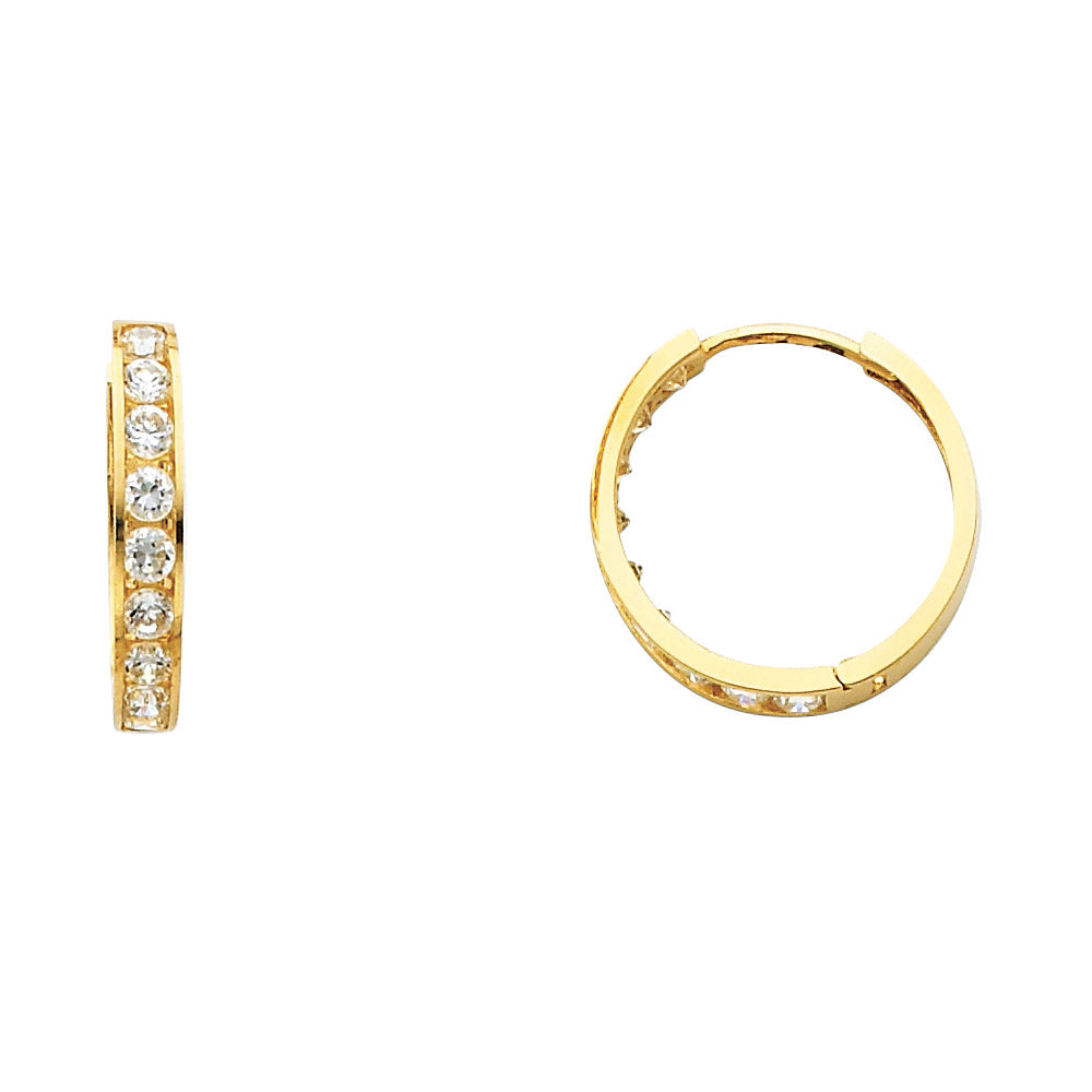 CZ Huggies Earrings - 14K Gold - ER247