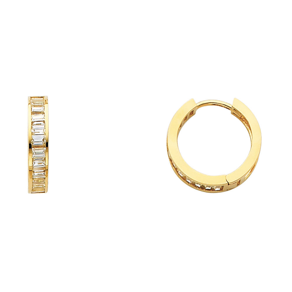 CZ Huggies Earrings - 14K Gold - ER249