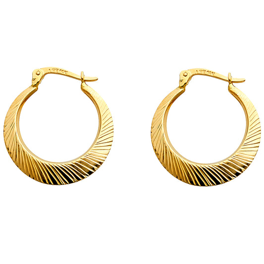 Fancy Hoop Earrings - 14K Gold - ER25