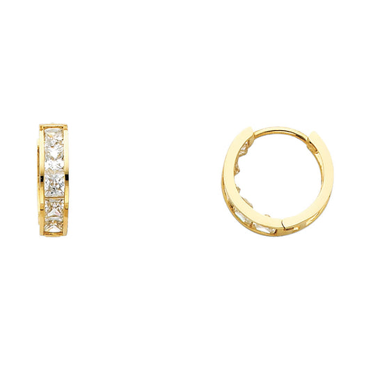 CZ Huggies Earrings - 14K Gold - ER250