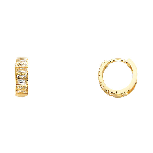 CZ Huggies Earrings - 14K Gold - ER252