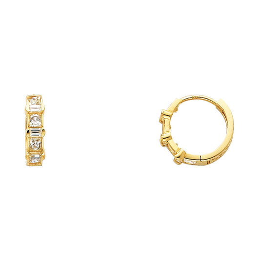 CZ Huggies Earrings - 14K Gold - ER253