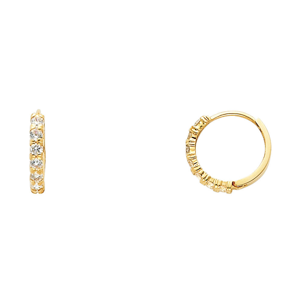 CZ Huggies Earrings - 14K Gold - ER256