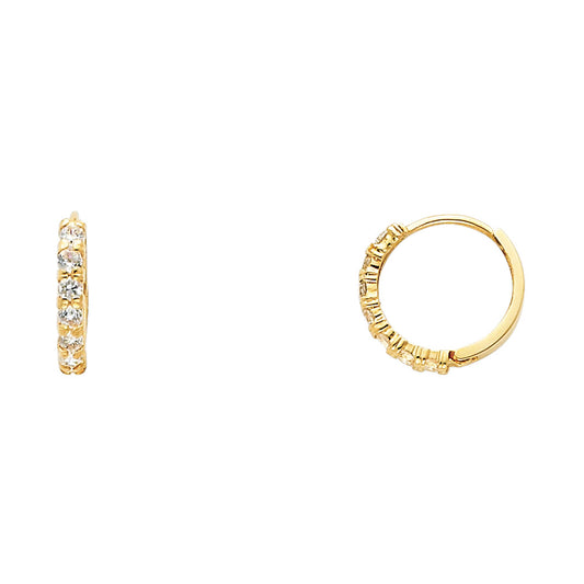 CZ Huggies Earrings - 14K Gold - ER256
