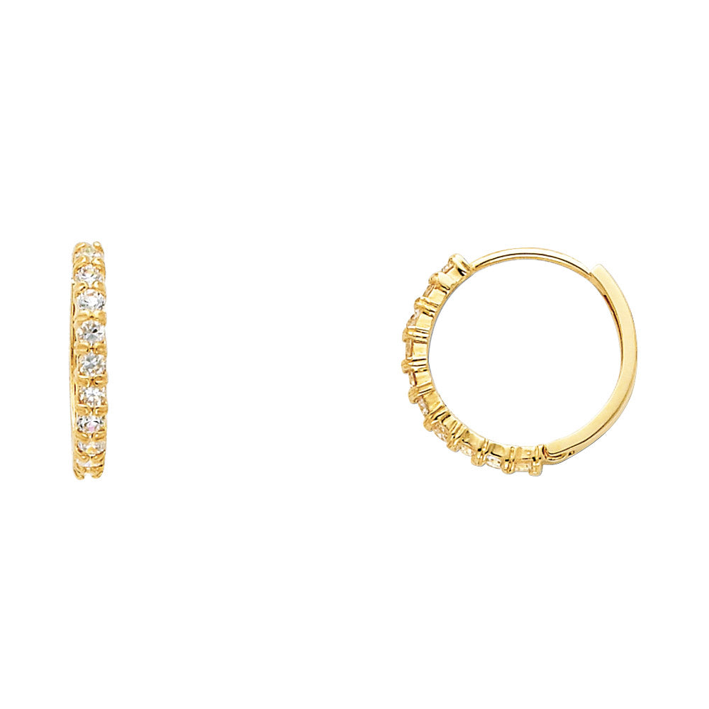 CZ Huggies Earrings - 14K Gold - ER257