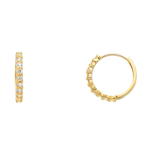 CZ Huggies Earrings - 14K Gold - ER257