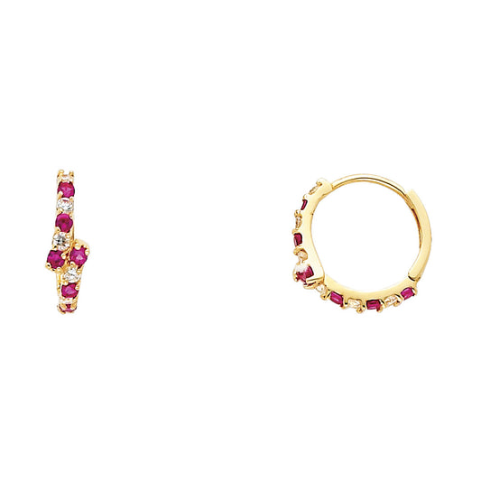 CZ Huggies Earrings - 14K Gold - ER258