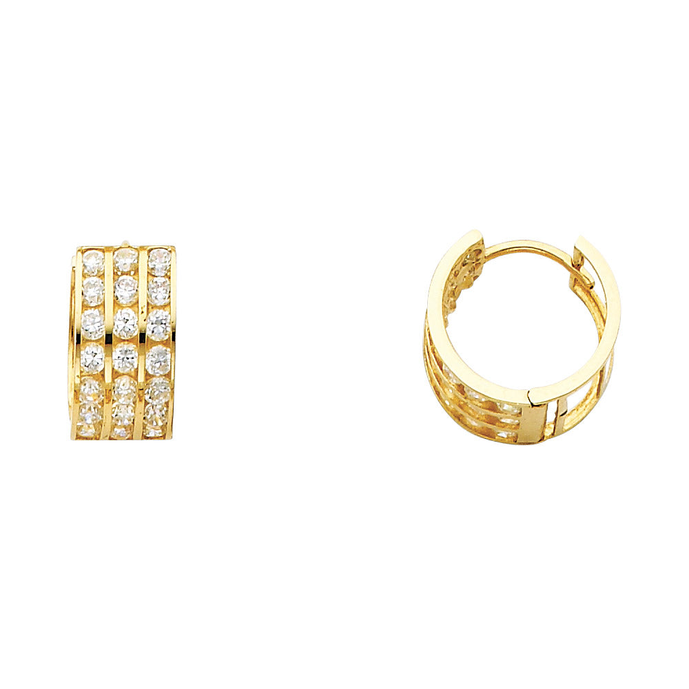CZ Huggies Earrings - 14K Gold - ER267