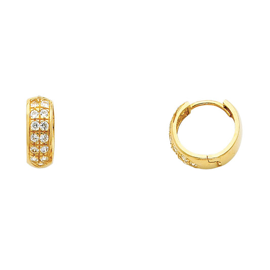 CZ Huggies Earrings - 14K Gold - ER268
