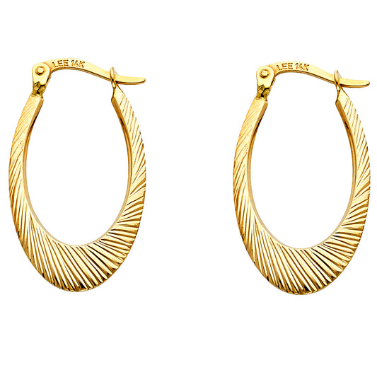 Fancy Hoop Earrings - 14K Gold - ER27
