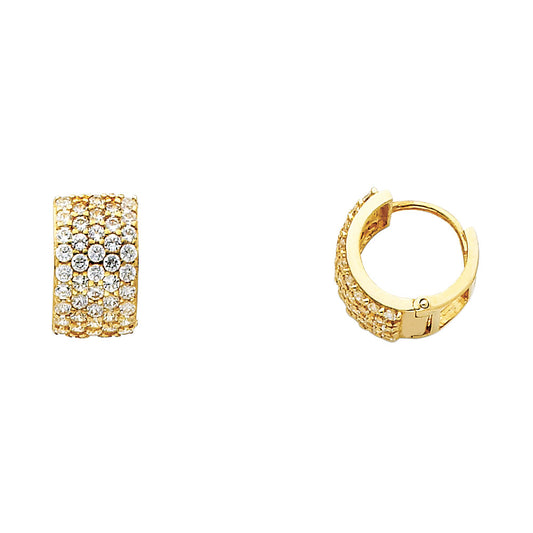 CZ Huggies Earrings - 14K Gold - ER273