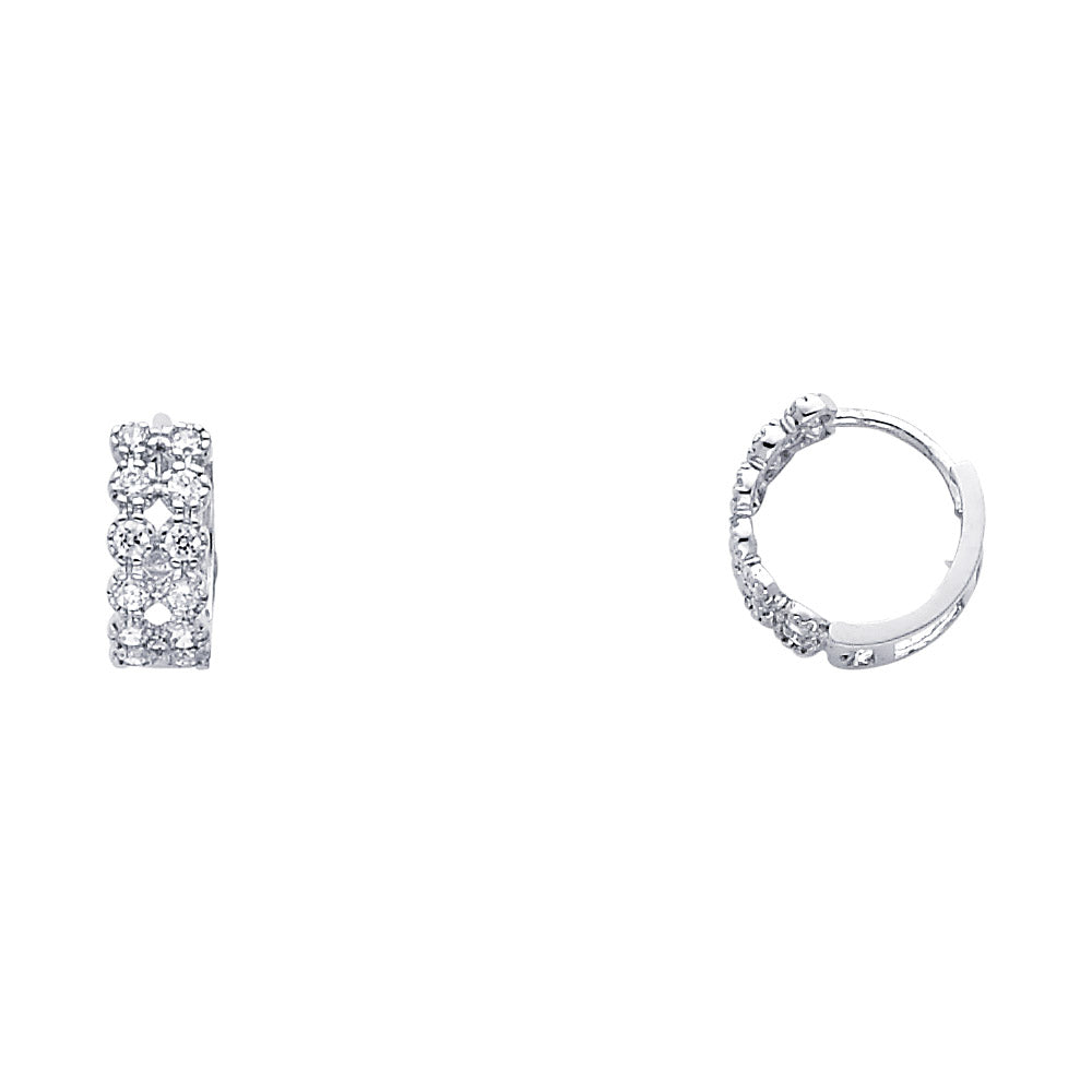 CZ Huggies Earrings - 14K Gold - ER274W