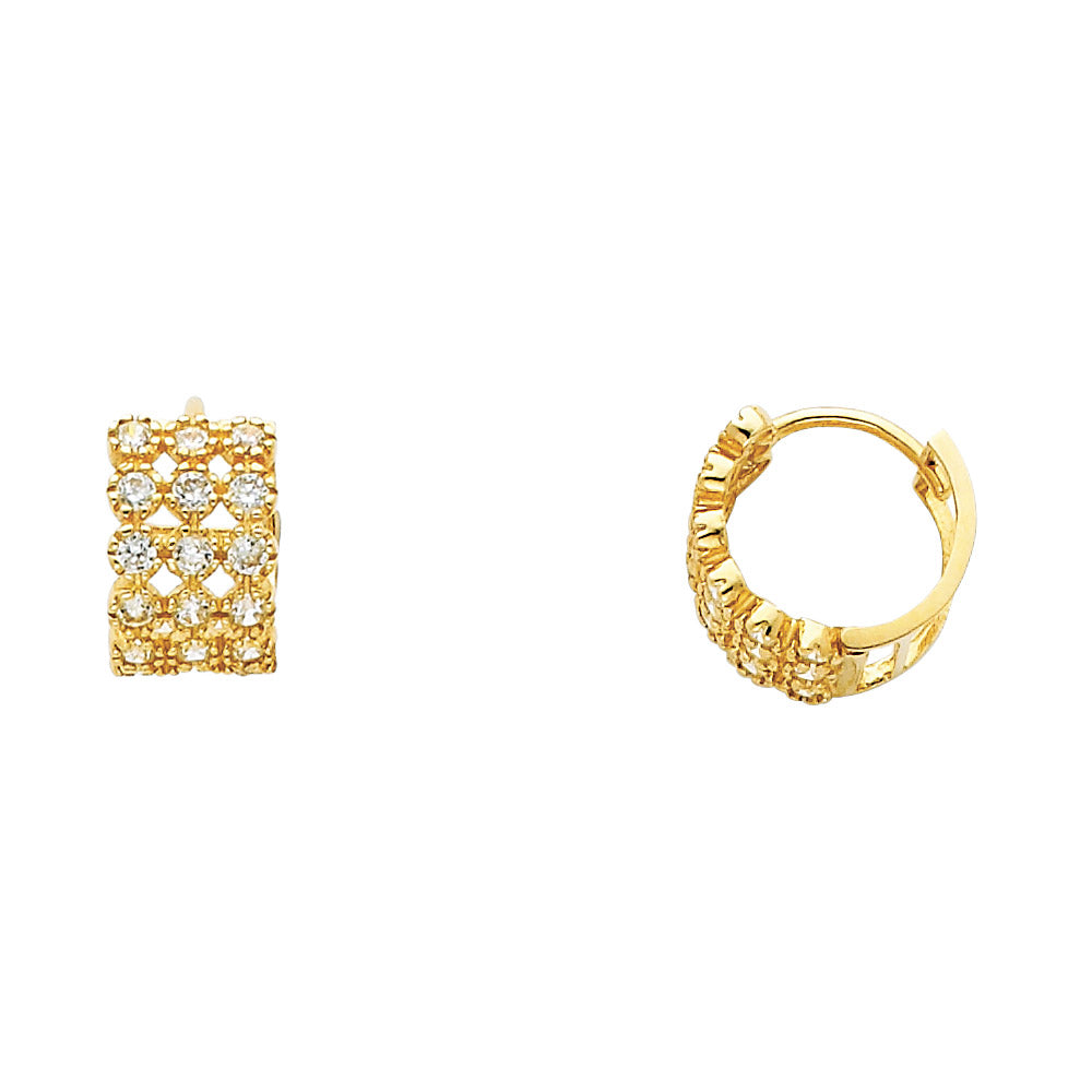 CZ Huggies Earrings - 14K Gold - ER275