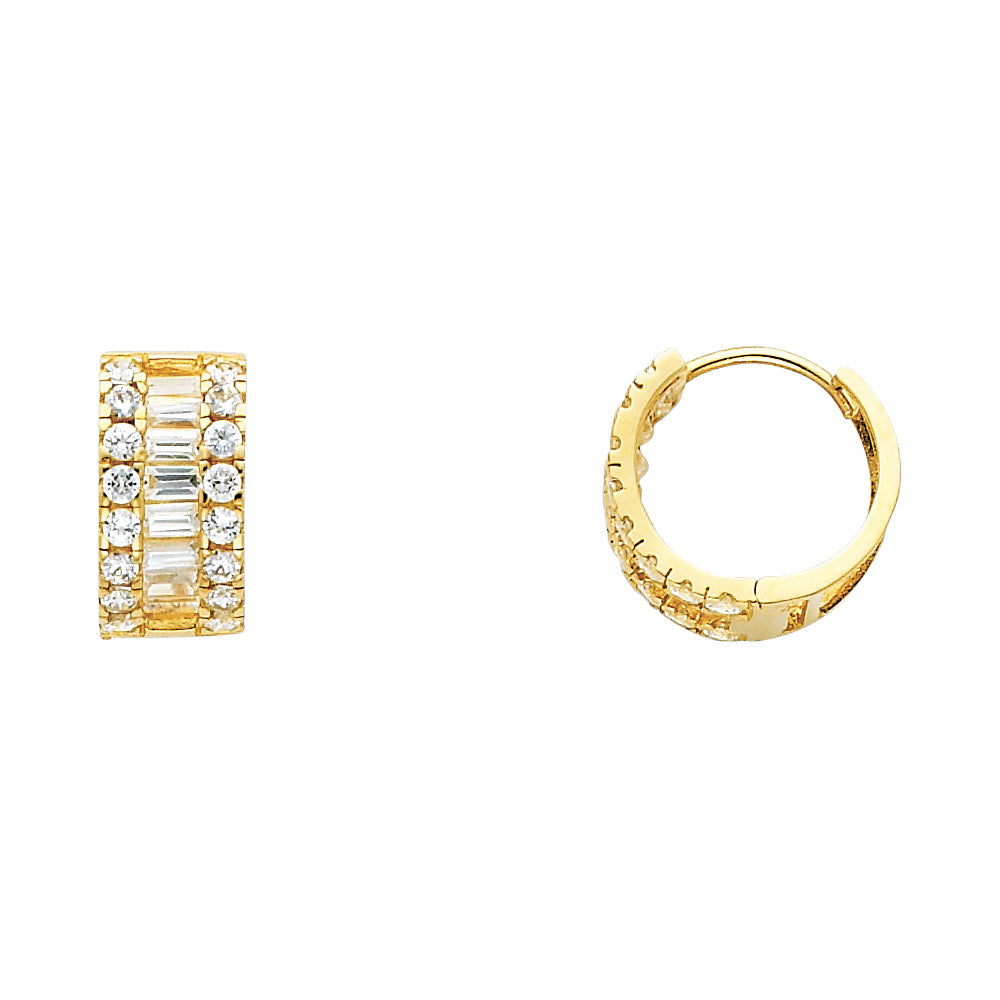 CZ Huggies Earrings - 14K Gold - ER278